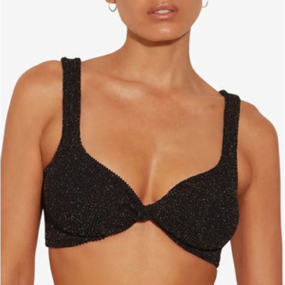 Hunza G Textured Black Bikini top